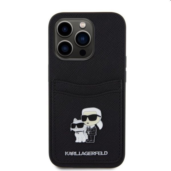 Karl Lagerfeld PU Saffiano Card Slot Metal Karl and Choupette tok Apple iPhone 15 Pro Max számára, fekete Karl Lagerfeld PU Saffiano Card Slot Metal Karl and Choupette tok Apple iPhone 15 Pro Max számára, fekete