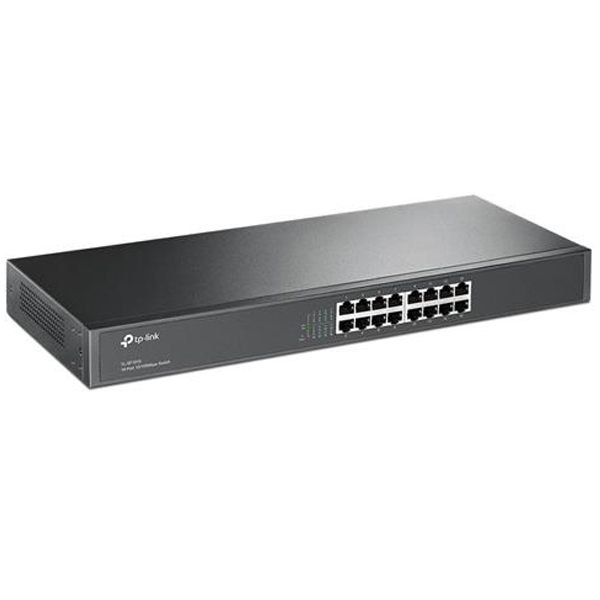 tp-link TL-SF1016, 16 portos Rack Switch, 16x 10/100M RJ45 port, 1U 19" rack szerelés, acél ház