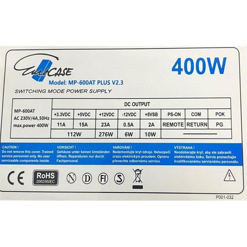 Eurocase 400W-ATX ,12cm fan ,CE,CB,PFC, ErP2013 standby <0,5W Eurocase 400W-ATX ,12cm fan ,CE,CB,PFC, ErP2013 standby <0,5W