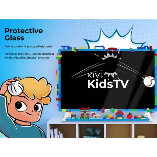 KIVI TV gyerekeknek, 32" (81cm), FHD, Android TV 11, 1920x1080, védőüveg, éjszakai hajszárítóy