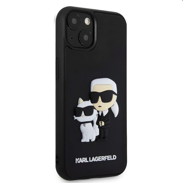 Karl Lagerfeld 3D Rubber Karl and Choupette tok Apple iPhone 14 számára, fekete