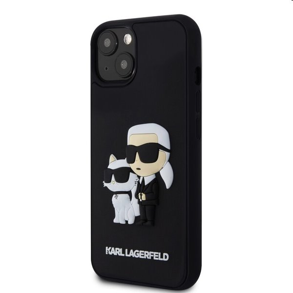 Karl Lagerfeld 3D Rubber Karl and Choupette tok Apple iPhone 14 számára, fekete