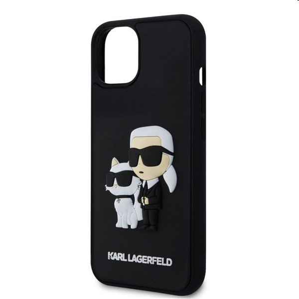 Karl Lagerfeld 3D Rubber Karl and Choupette tok Apple iPhone 14 számára, fekete