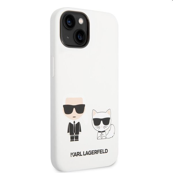 Karl Lagerfeld and Choupette Liquid Silicone tok Apple iPhone 14 számára, fehér