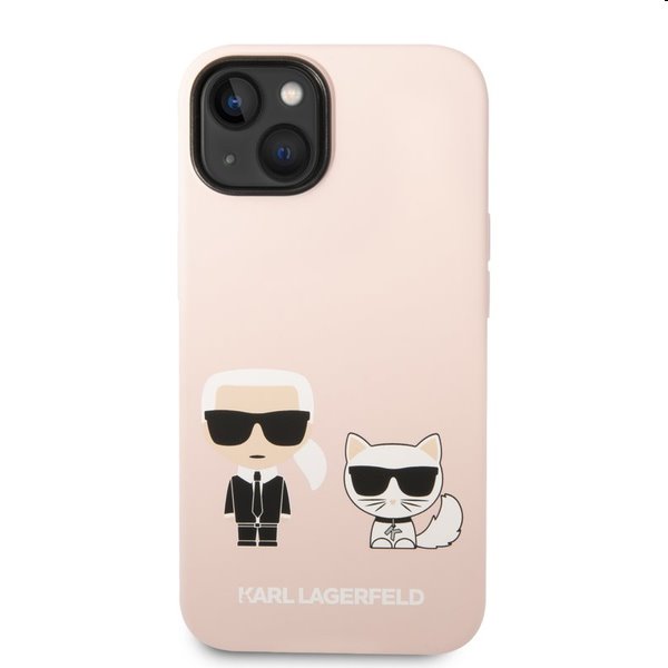 Karl Lagerfeld MagSafe Liquid Silicone Karl and Choupette tok Apple iPhone 14 számára, rózsaszín