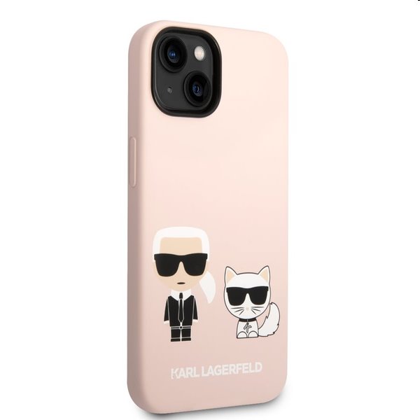 Karl Lagerfeld MagSafe Liquid Silicone Karl and Choupette tok Apple iPhone 14 számára, rózsaszín