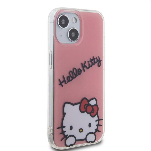 Hello Kitty IML Daydreaming Logo hátlapi tok Apple iPhone 15 számára, rózsaszín