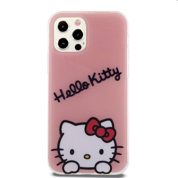 Hello Kitty IML Daydreaming Logo hátlapi tok Apple iPhone 12/12 Pro számára, rózsaszín