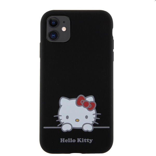 Hello Kitty Liquid Silicone Daydreaming Logo hátlapi tok pre Apple iPhone 11, fekete