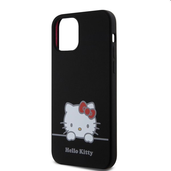 Hello Kitty Liquid Silicone Daydreaming Logo hátlapi tok Apple iPhone 12/12 Pro számára, fekete