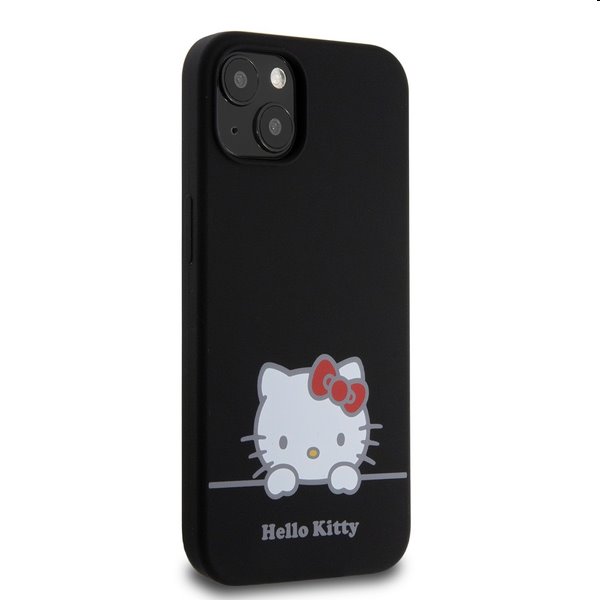 Hello Kitty Liquid Silicone Daydreaming Logo hátlapi tok Apple iPhone 13 számára, fekete