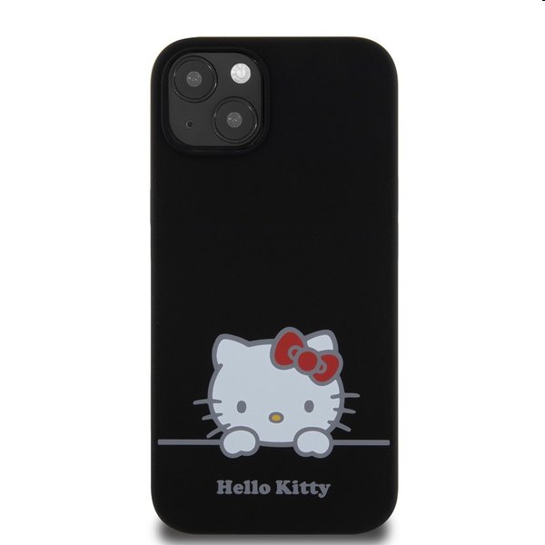 Hello Kitty Liquid Silicone Daydreaming Logo hátlapi tok Apple iPhone 13 számára, fekete