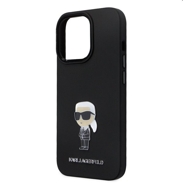 Karl Lagerfeld Liquid Silicone Metal Ikonik hátlapi tok Apple iPhone 15 Pro számára, fekete Karl Lagerfeld Liquid Silicone Metal Ikonik hátlapi tok Apple iPhone 15 Pro számára, fekete