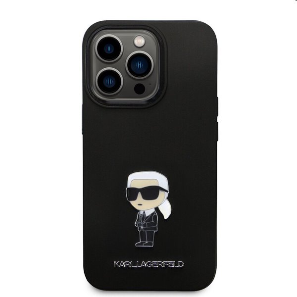 Karl Lagerfeld Liquid Silicone Metal Ikonik hátlapi tok Apple iPhone 15 Pro számára, fekete Karl Lagerfeld Liquid Silicone Metal Ikonik hátlapi tok Apple iPhone 15 Pro számára, fekete