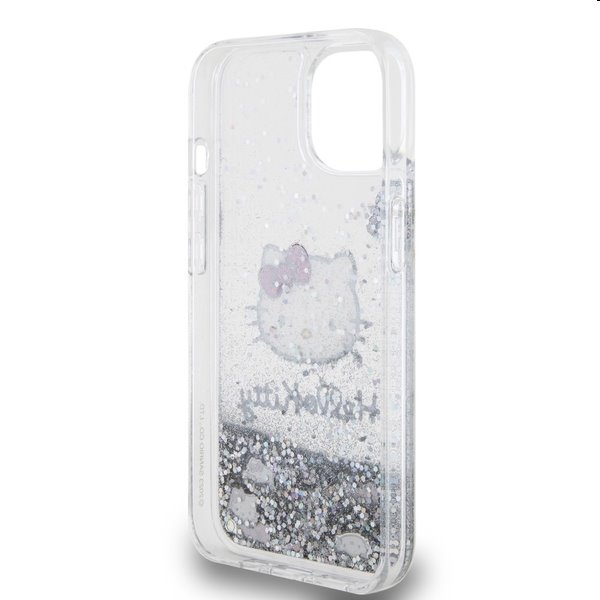 Hello Kitty Liquid Glitter Electroplating Head Logo hátlapi tok Apple iPhone 12/12 Pro számára, átlátszó