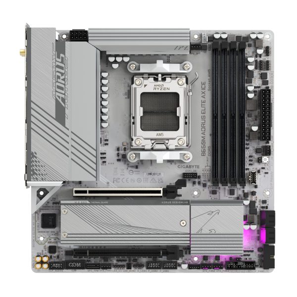 Gigabyte AORUS B650M ELITE AX ICE alaplap, AMD B650, AM5, 4xDDR5, mATX