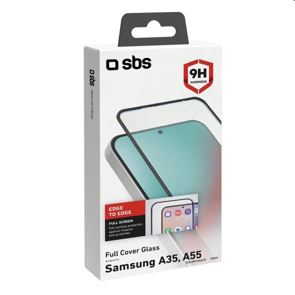 SBS Full Cover edzett üveg Samsung Galaxy A35/A55 számára, fekete SBS Full Cover edzett üveg Samsung Galaxy A35/A55 számára, fekete