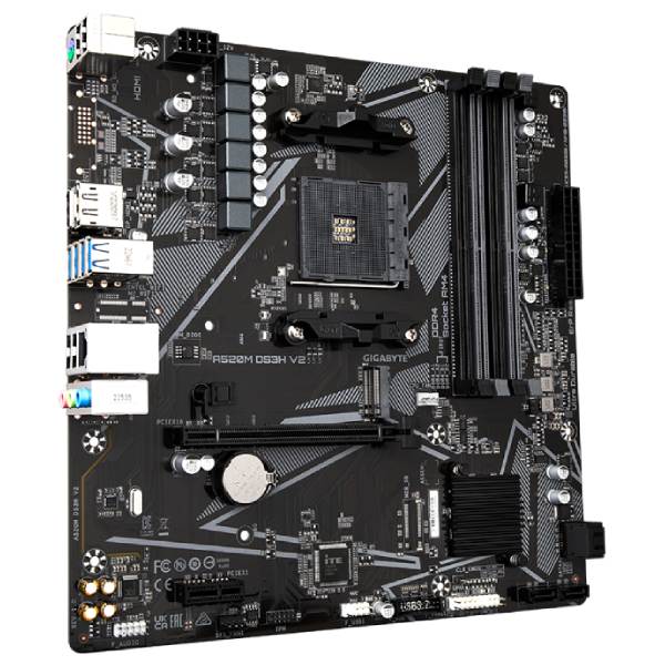 Gigabyte A520M DS3H V2, AMD A520, AM4, 4xDDR4, mATX