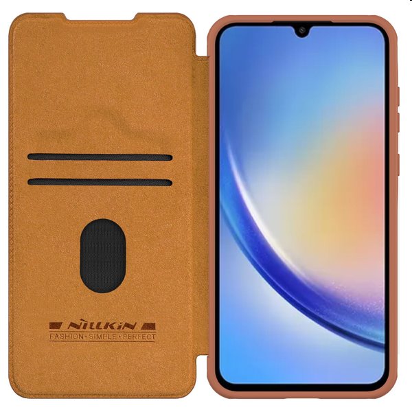 Nillkin Qin BookPRO tok Samsung Galaxy A55 5G számára, barna