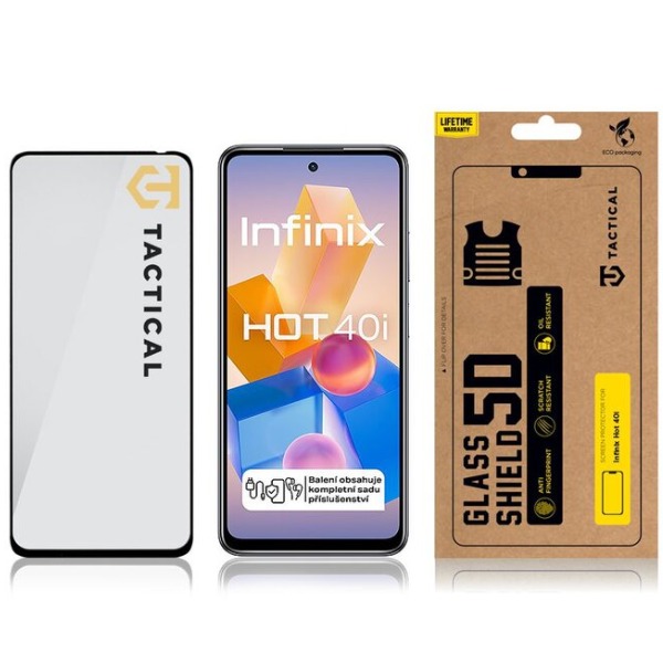 Tactical Shield 5D védőüveg Infinix Hot 40i számára, fekete
