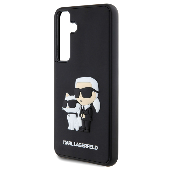 Karl Lagerfeld 3D Rubber Karl and Choupette hátlapi tok Samsung Galaxy S24 számára Fekete