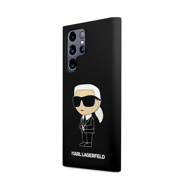 Karl Lagerfeld Liquid Silicone Ikonik NFT hátlapi tok Samsung Galaxy S24 Ultra számára, fekete