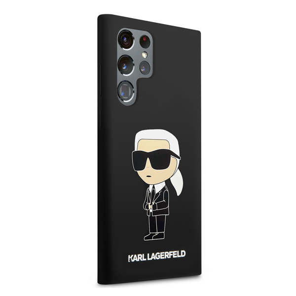 Karl Lagerfeld Liquid Silicone Ikonik NFT hátlapi tok Samsung Galaxy S24 Ultra számára, fekete