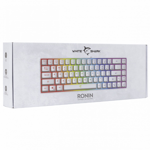White Shark játékos membrános billentyűzet RONIN, US kiosztás, fehér White Shark játékos membrános billentyűzet RONIN, US kiosztás, fehér