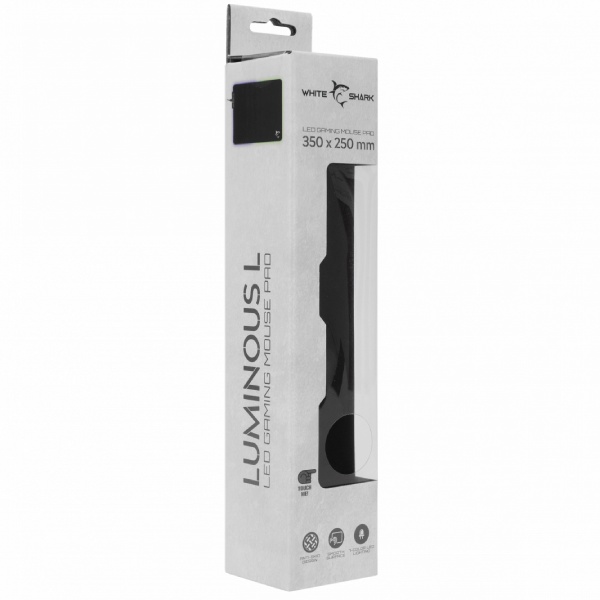 White Shark egérpad LED LUMINOUS L, 350 x 250 mm, fekete