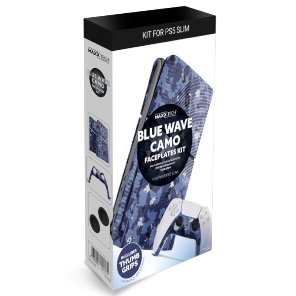 PlayStation 5 Slim Blue Wave Camo konzolborítás