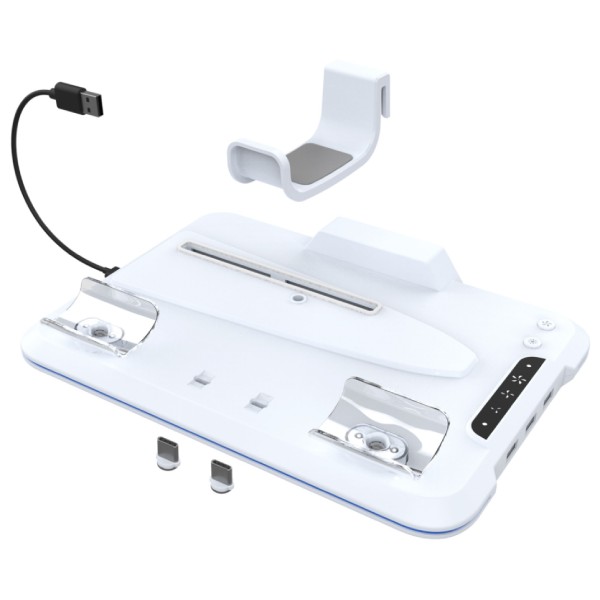 iPega P5S020W töltőállvány hűtéssel és RGB-vel PlayStation 5 Slim számára, fehér