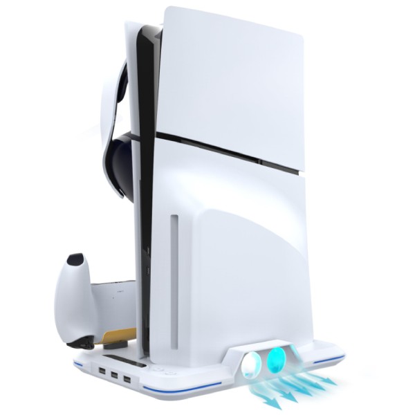 iPega P5S020W töltőállvány hűtéssel és RGB-vel PlayStation 5 Slim számára, fehér