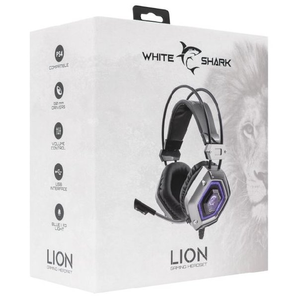 White Shark játékos fülhallgató LION PC, PS4 számára White Shark játékos fülhallgató LION PC, PS4 számára