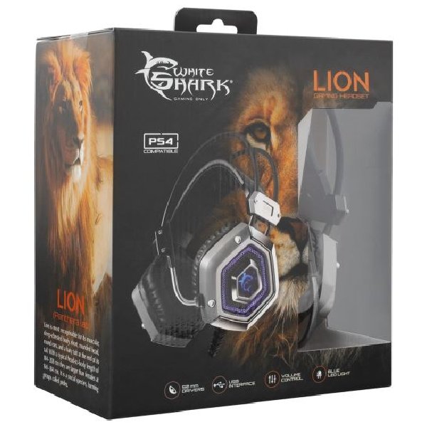 White Shark játékos fülhallgató LION PC, PS4 számára White Shark játékos fülhallgató LION PC, PS4 számára