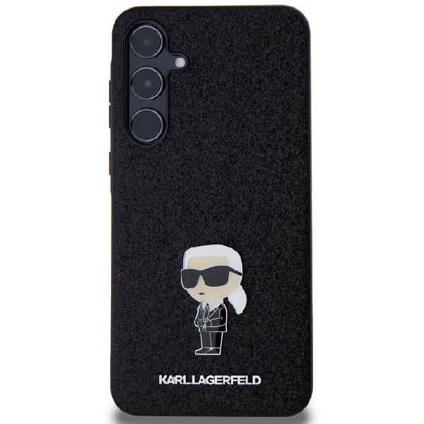 Karl Lagerfeld Fixed Glitter Metal Ikonik hátlapi tok Samsung Galaxy A55 5G számára, fekete
