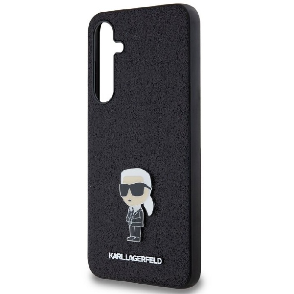Karl Lagerfeld Fixed Glitter Metal Ikonik hátlapi tok Samsung Galaxy A55 5G számára, fekete