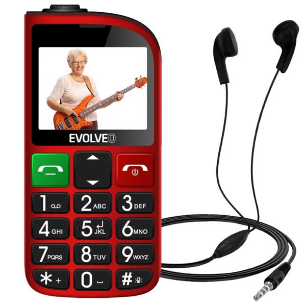 Evolveo EasyPhone FL, mobiltelefon időseknek töltőállvánnyal, piros