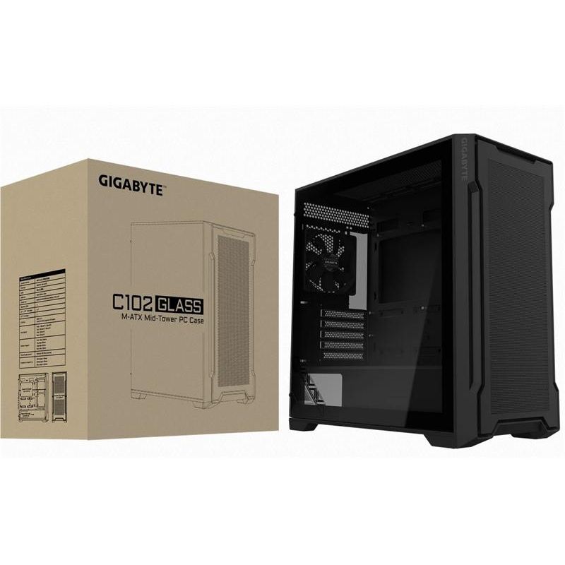 Gigabyte case C102 GLASS, mATX, Mid Tower, black Gigabyte case C102 GLASS, mATX, Mid Tower, black
