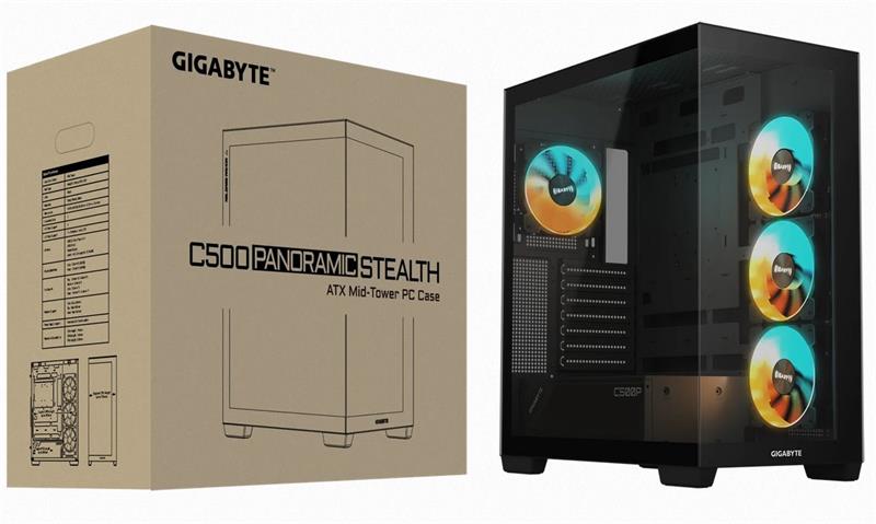 GIGABYTE case C500 PANORAMIC STEALTH, ATX, Mid Tower, black GIGABYTE case C500 PANORAMIC STEALTH, ATX, Mid Tower, black