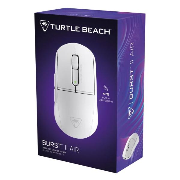 Turtle Beach Burst II Air vezeték nélküli játékos egér, 26.000 DPI, 2,4 GHz, fehér