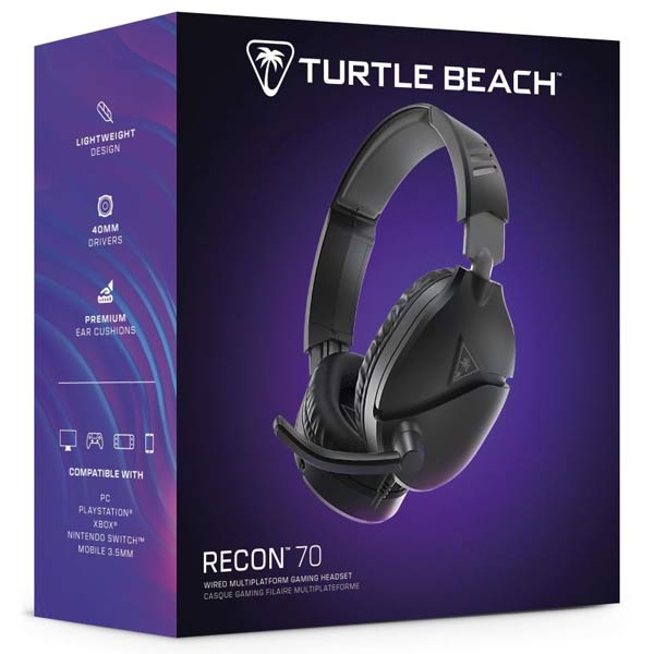 Turtle Beach játékos fülhallgató RECON 70PC, 3,5 mm, PC/PS4/5, Xbox One/Series X/S, Nintendo, fekete