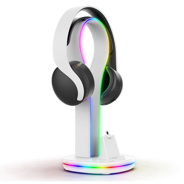 iPega P5P23 Charger Dock s RGB  Playstation Portal Remote Player fülhallgató tartóval, White