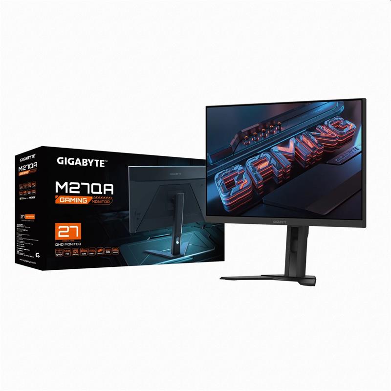 GIGABYTE LCD M27QA GAMING Monitor 27" QHD 2560x1440, IPS, 180Hz, 2xHDMI, DP, USB-C,  KVM USB, Pivot