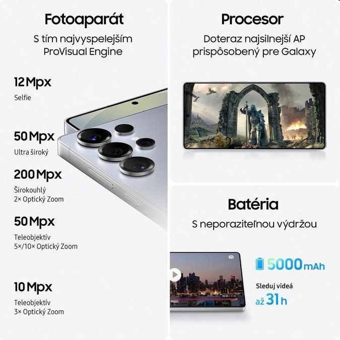 Samsung Galaxy S25 Ultra 5G 12GB/256GB Titanium Black/Fekete titán