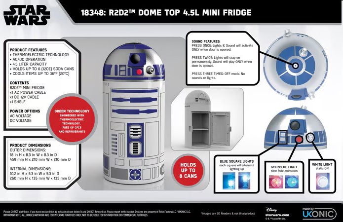 Mini hűtő Star Wars R2-D2 Mini Fridge 4,5 L Mini hűtő Star Wars R2-D2 Mini Fridge 4,5 L