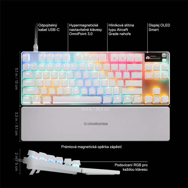 SteelSeries Apex Pro TKL Gen 3 US, fehér