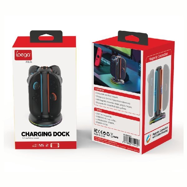 Töltőállomás iPega SW2052 Nintendo Switch 2 Joy-con RGB, fekete Töltőállomás iPega SW2052 Nintendo Switch 2 Joy-con RGB, fekete