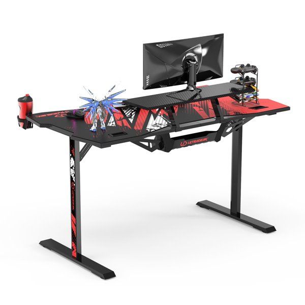 ULTRADESK Gamer játékos asztal ATOMIC, 139x74cm, 76cm, emelt monitor állvány,fejhallgató tartó, XXL alátét egész felületre.