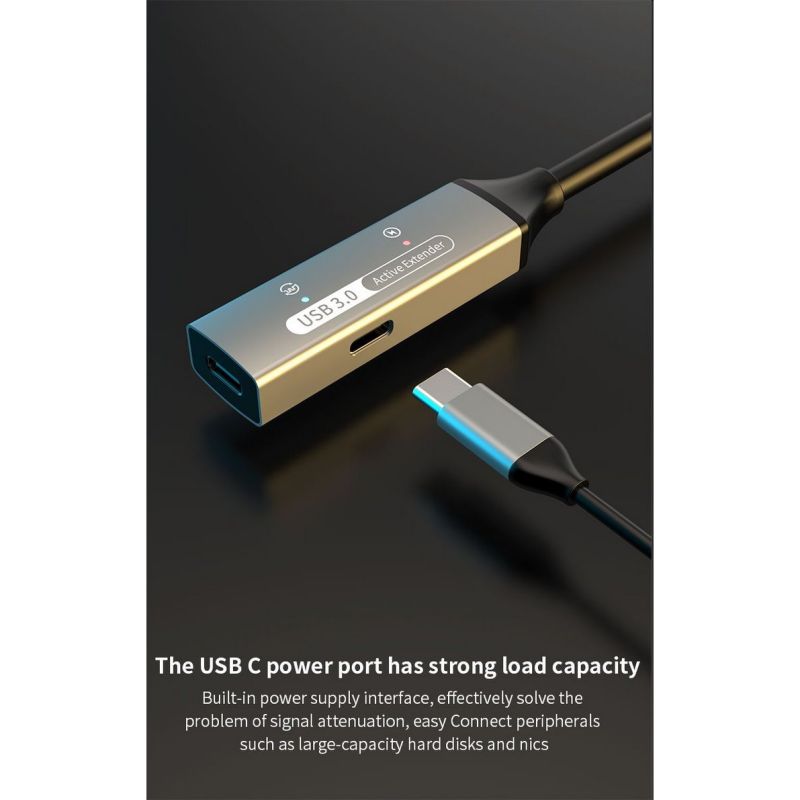 PremiumCord USB-C repeater és hosszabbító kábel Male-Female, 5Gbps Aluminium 5m