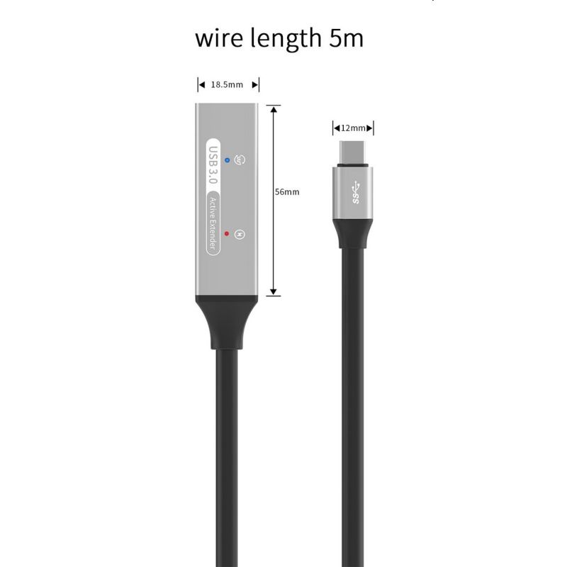 PremiumCord USB-C repeater és hosszabbító kábel Male-Female, 5Gbps Aluminium 5m